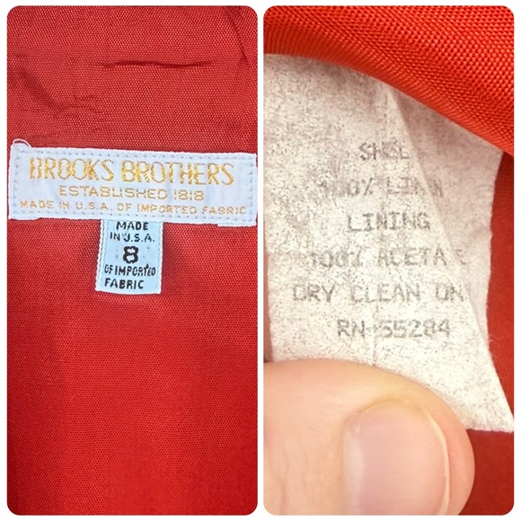 Brooks Brothers Vintage 100% Linen Notched Lapel Blazer Jacket in Red | Size 8 - Picture 6 of 7